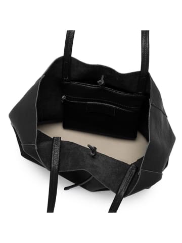 Lucca Baldi Leder-Schultertasche "Spoleto" in Schwarz - (B)34 x (H)28 x (T)14 cm