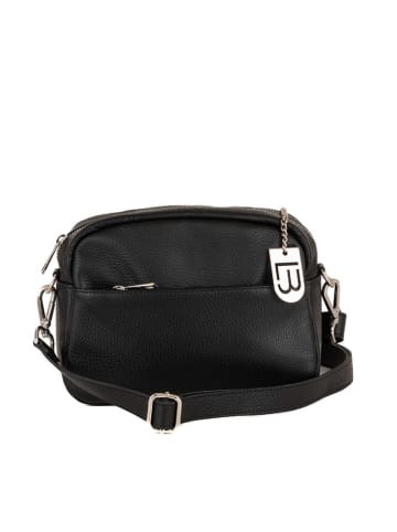 Lucca Baldi Leren schoudertas "Cascina" zwart - (B)22 x (H)18 x (D)9 cm
