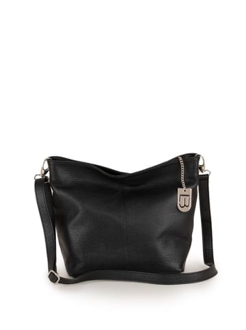 Lucca Baldi Leder-Schultertasche "Trapani" in Schwarz - (B)33 x (H)25 x (T)14 cm