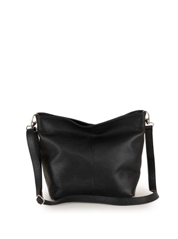Lucca Baldi Leder-Schultertasche "Trapani" in Schwarz - (B)33 x (H)25 x (T)14 cm