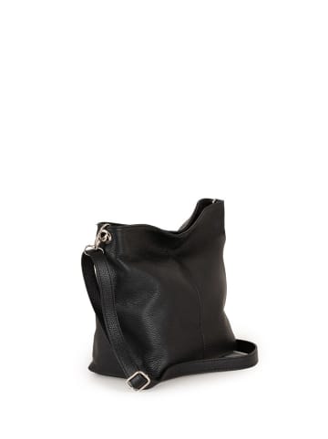 Lucca Baldi Leder-Schultertasche "Trapani" in Schwarz - (B)33 x (H)25 x (T)14 cm