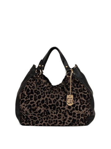 Lucca Baldi Leder-Henkeltasche "Pescia" in Schwarz/ Braun - (B)34 x (H)27 x (T)18 cm