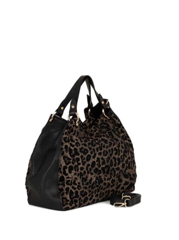 Lucca Baldi Leder-Henkeltasche "Pescia" in Schwarz/ Braun - (B)34 x (H)27 x (T)18 cm