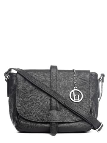 Lia Biassoni Leder-Umhängetasche "Mella" in Schwarz - (B)24 x (H)20 x (T)10 cm
