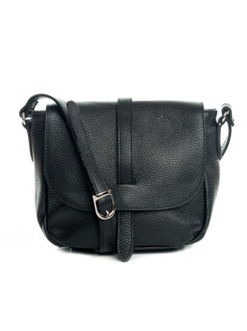 Lia Biassoni Leder-Umhängetasche "Mella" in Schwarz - (B)24 x (H)20 x (T)10 cm