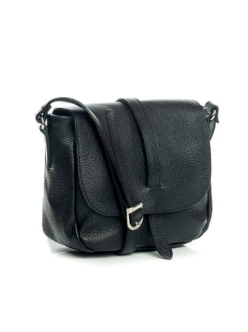 Lia Biassoni Leder-Umhängetasche "Mella" in Schwarz - (B)24 x (H)20 x (T)10 cm
