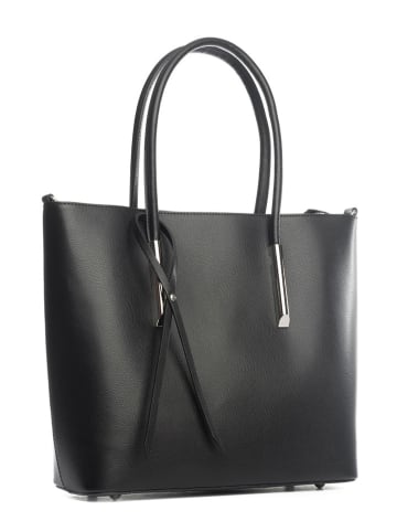 Lia Biassoni Leder-Schultertasche "Mallero" in Schwarz - (B)32 x (H)30 x (T)12 cm