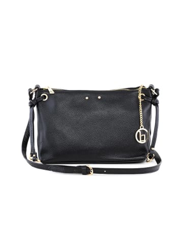 Lia Biassoni Leder-Umhängetasche "Arroscia" in Schwarz - (B)27 x (H)18 x (T)10 cm