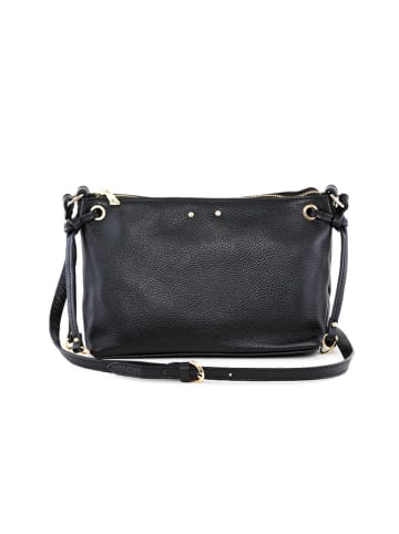 Lia Biassoni Leder-Umhängetasche "Arroscia" in Schwarz - (B)27 x (H)18 x (T)10 cm