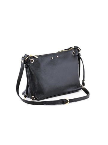 Lia Biassoni Leren schoudertas "Arroscia" zwart - (B)27 x (H)18 x (D)10 cm
