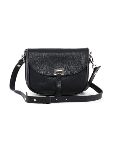 Lia Biassoni Leren schoudertas "Neva" zwart - (B)20 x (H)16 x (D)6 cm