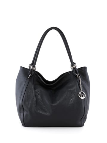 Lia Biassoni Leren schoudertas "Merula" zwart - (B)32 x (H)28 x (D)14 cm