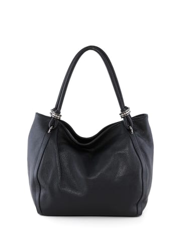 Lia Biassoni Leren schoudertas "Merula" zwart - (B)32 x (H)28 x (D)14 cm