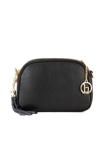Lia Biassoni Leder-Umhängetasche "Flumendosa" in Schwarz - (B)23 x (H)17 x (T)7 cm