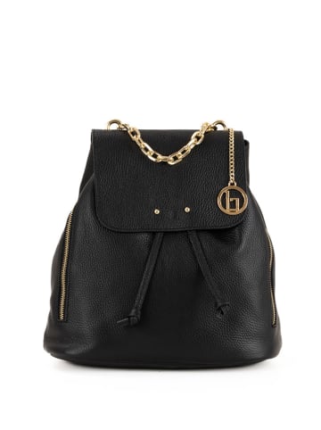 Lia Biassoni Leren rugzak "Imera" zwart - (B)30 x (H)32 x (D)12 cm