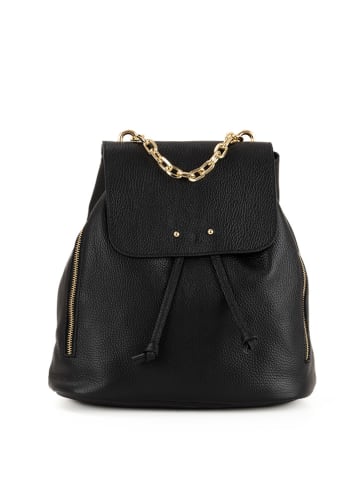 Lia Biassoni Leren rugzak "Imera" zwart - (B)30 x (H)32 x (D)12 cm
