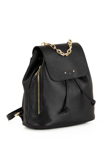 Lia Biassoni Leren rugzak "Imera" zwart - (B)30 x (H)32 x (D)12 cm