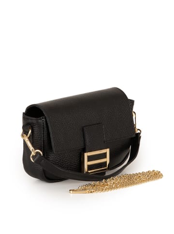 Lia Biassoni Leder-Umhängetasche "Tagliamento" in Schwarz - (B)22 x (H)15 x (T)6 cm