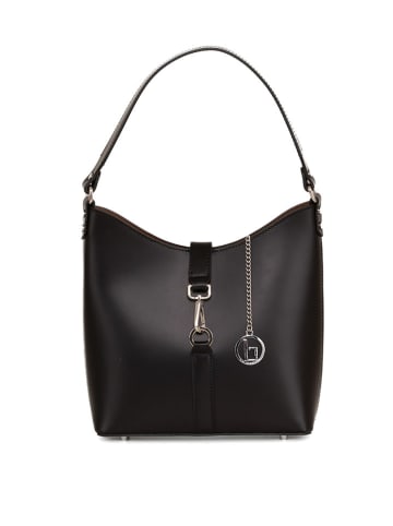 Lia Biassoni Leder-Schultertasche "Viverone" in Schwarz - (B)27 x (H)29 x (T)9 cm