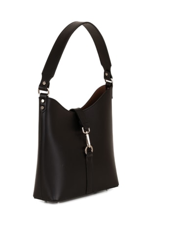 Lia Biassoni Leder-Schultertasche "Viverone" in Schwarz - (B)27 x (H)29 x (T)9 cm