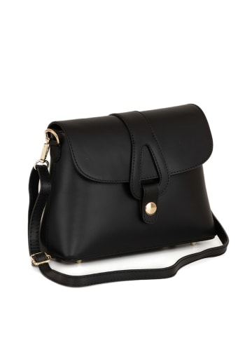 Lia Biassoni Leder-Umhängetasche "Perotto" in Schwarz - (B)25 x (H)19 x (T)9 cm