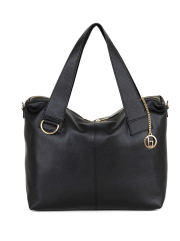 Lia Biassoni Leder-Schultertasche "Calabritto" in Schwarz - (B)37 x (H)29 x (T)12 cm