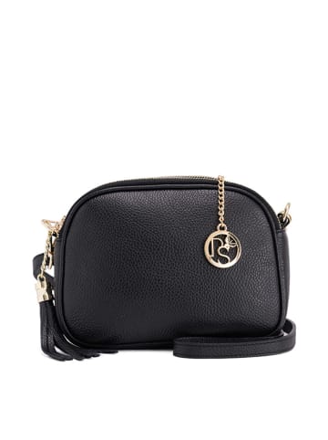 Pia Sassi Leder-Umhängetasche "Monte Sparagio" in Schwarz - (B)23 x (H)17 x (T)7 cm