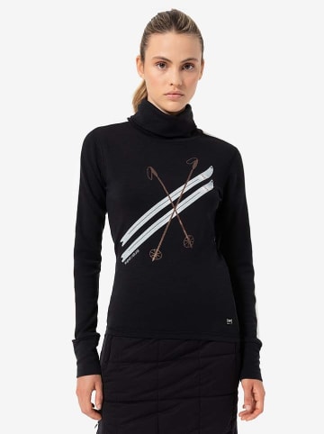 super.natural Funktionslongsleeve "Kryssede Ski" in Schwarz/ Weiß