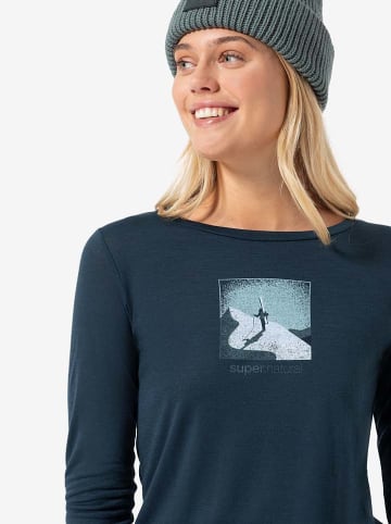 super.natural Functionele longsleeve "Almost Done" donkerblauw