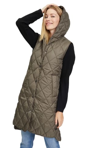 AMBER & JUNE Doorgestikte bodywarmer kaki