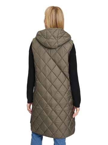 AMBER & JUNE Doorgestikte bodywarmer kaki