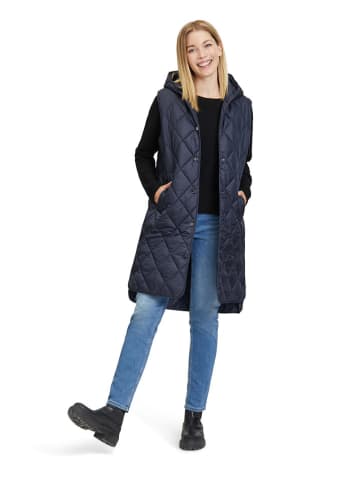 AMBER & JUNE Doorgestikte bodywarmer donkerblauw