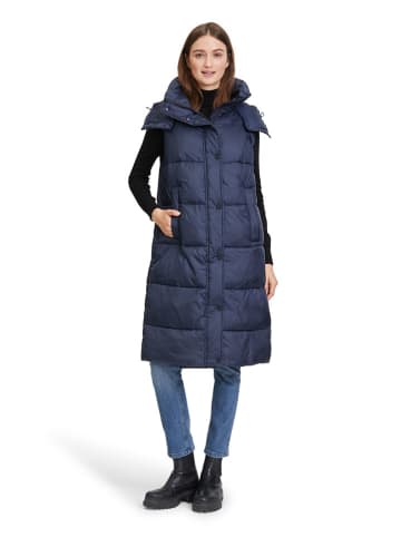AMBER & JUNE Doorgestikte bodywarmer donkerblauw