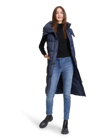 AMBER & JUNE Doorgestikte bodywarmer donkerblauw