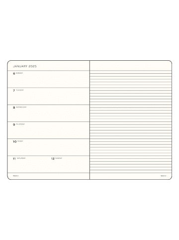 LEUCHTTURM1917 Weekkalender & notitieboek zwart - (B)14,5 x (H)21 cm, ENG