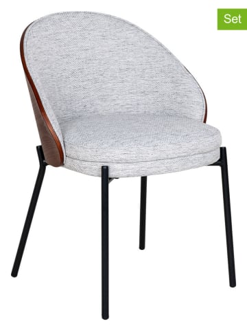 House Nordic 2-delige set: eetkamerstoelen lichtgrijs/bruin - (B)55 x (H)74 x (D)53,5 cm