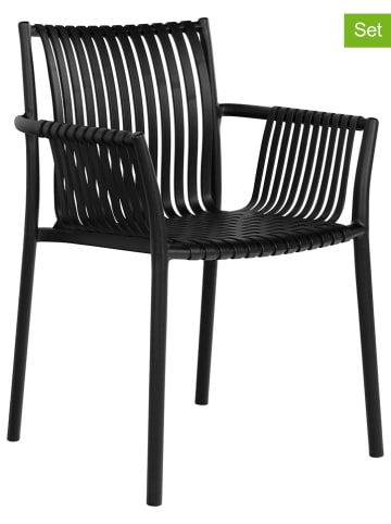 House Nordic 2-delige set: tuinstoelen zwart - (B)59,5 x (H)82,5 x (D)56,5 cm