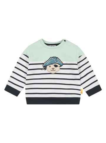 Steiff Sweatshirt in Mint/ Weiß/ Schwarz