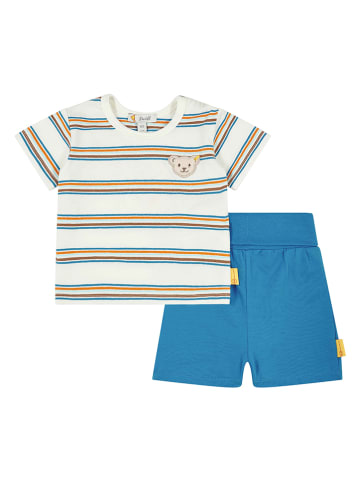 Steiff 2tlg. Outfit in Blau/ Creme/ Bunt