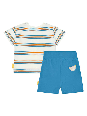 Steiff 2-delige outfit blauw/crème/meerkleurig