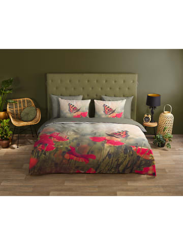 Good Morning Beddengoedset "Poppies" beige/groen