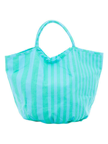 Overbeck and Friends Shopper "Lotta" in Hellblau/ Grün - (B)63 x (H)45 x (T)29 cm