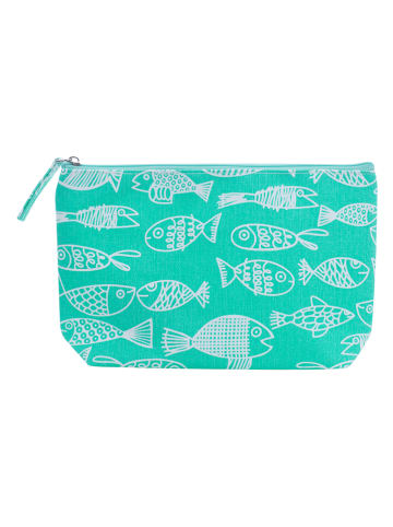 Overbeck and Friends Kosmetiktasche "Crazy Fish" in Grün - (B)26 x (H)15 x (T)5 cm