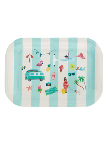 Overbeck and Friends Servierteller "Beach Life" in Mint/ Weiß - (B)20,5 x (H)14,5 cm