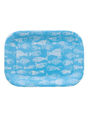 Overbeck and Friends Serveerbord "Crazy Fish" lichtblauw - (L)20,5 x (B)14,5 cm