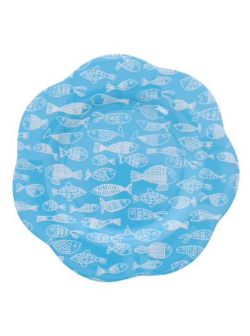 Overbeck and Friends Frühstücksteller "Crazy Fish" in Hellblau - Ø 22 cm