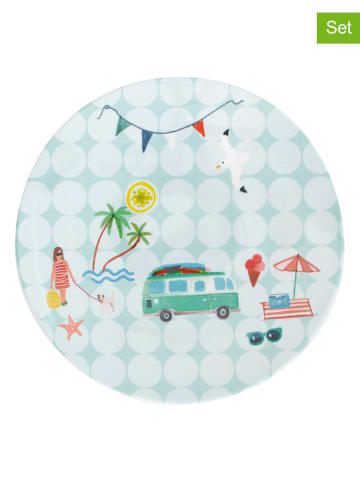 Overbeck and Friends Talerze śniadaniowe (2 szt.) "Beach Life" w kolorze miętowym - Ø 15 cm