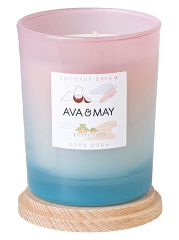 AVA & MAY Duftkerze "Bora Bora" in Hellblau/ Rosa - 180 g