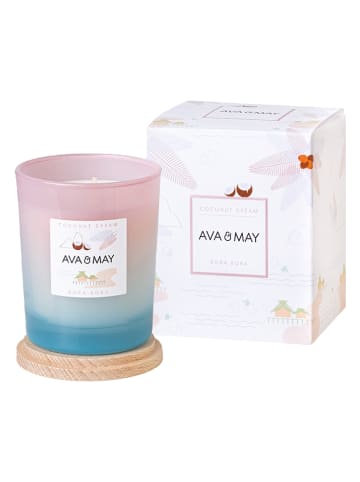 AVA & MAY Duftkerze "Bora Bora" in Hellblau/ Rosa - 180 g