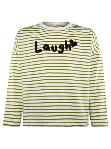 Blue Effect Longsleeve in Khaki/ Weiß